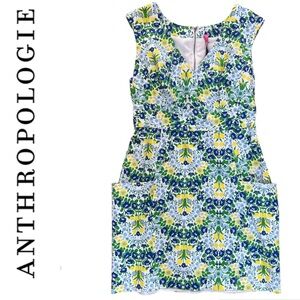 Anthropologie Tracy Reese Floral Patch Pocket Plunge Neck Floral Spring Dress